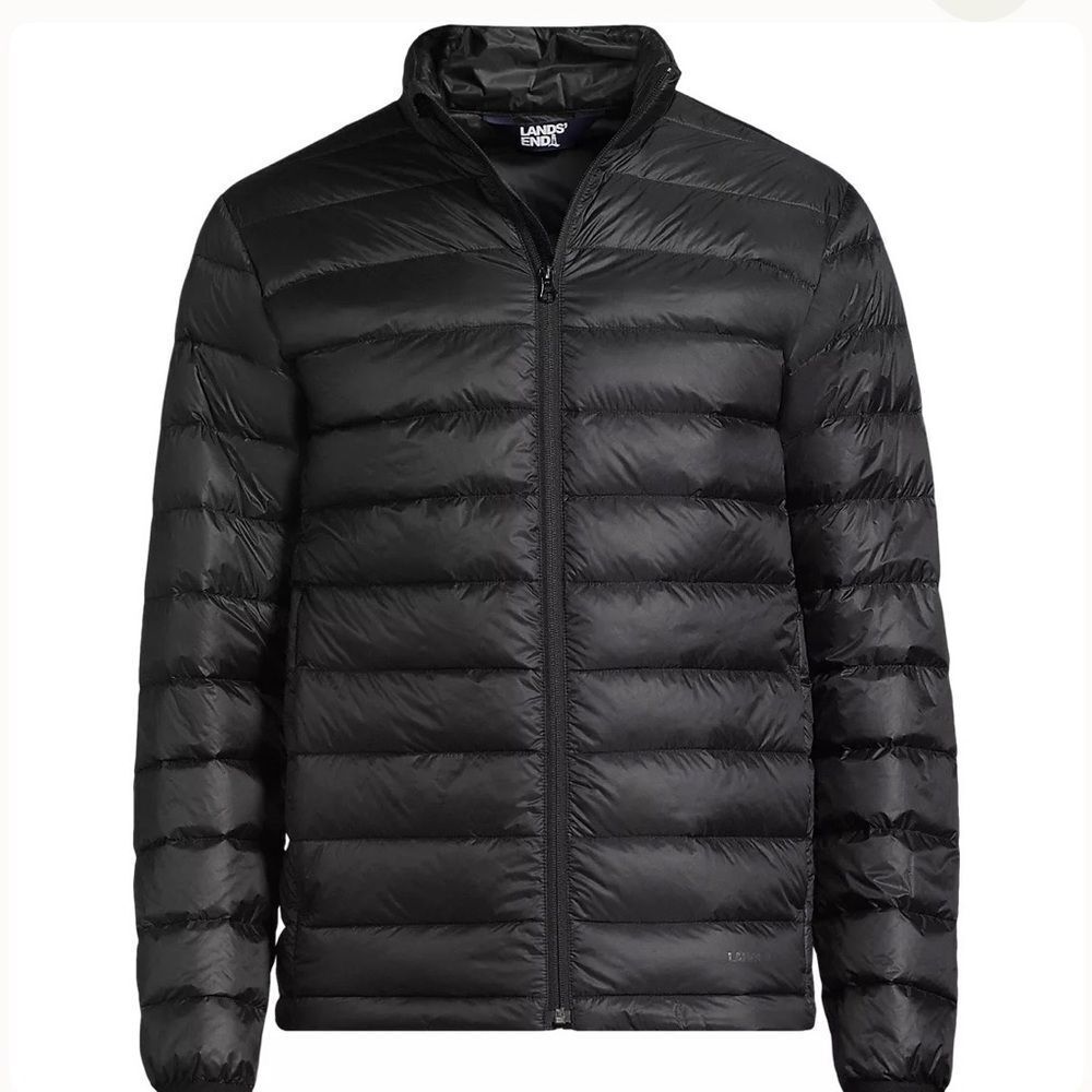 Lands' End wanderweight packable black men's down jacket size medium